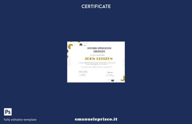 Modello di certificato di apprezzamento del cliente USA in stile verificato nel 